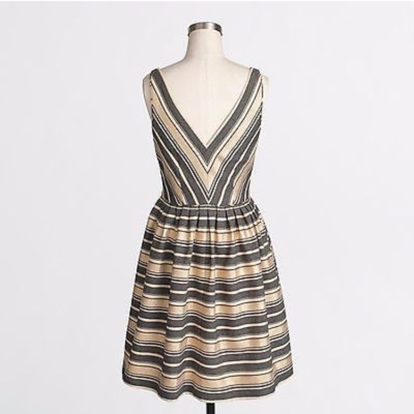 J.Crew Fit and Flare Metallic Stripe Dress holiday - Picture 4 of 8